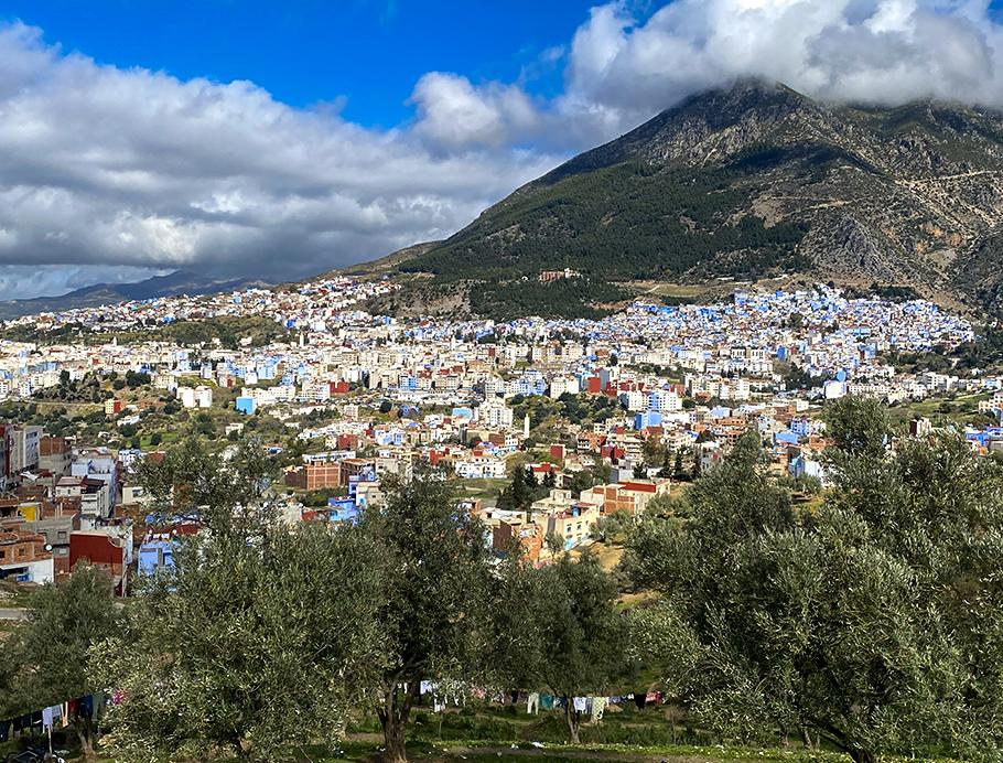 View of Chefchaouen from a distance by James Atwell